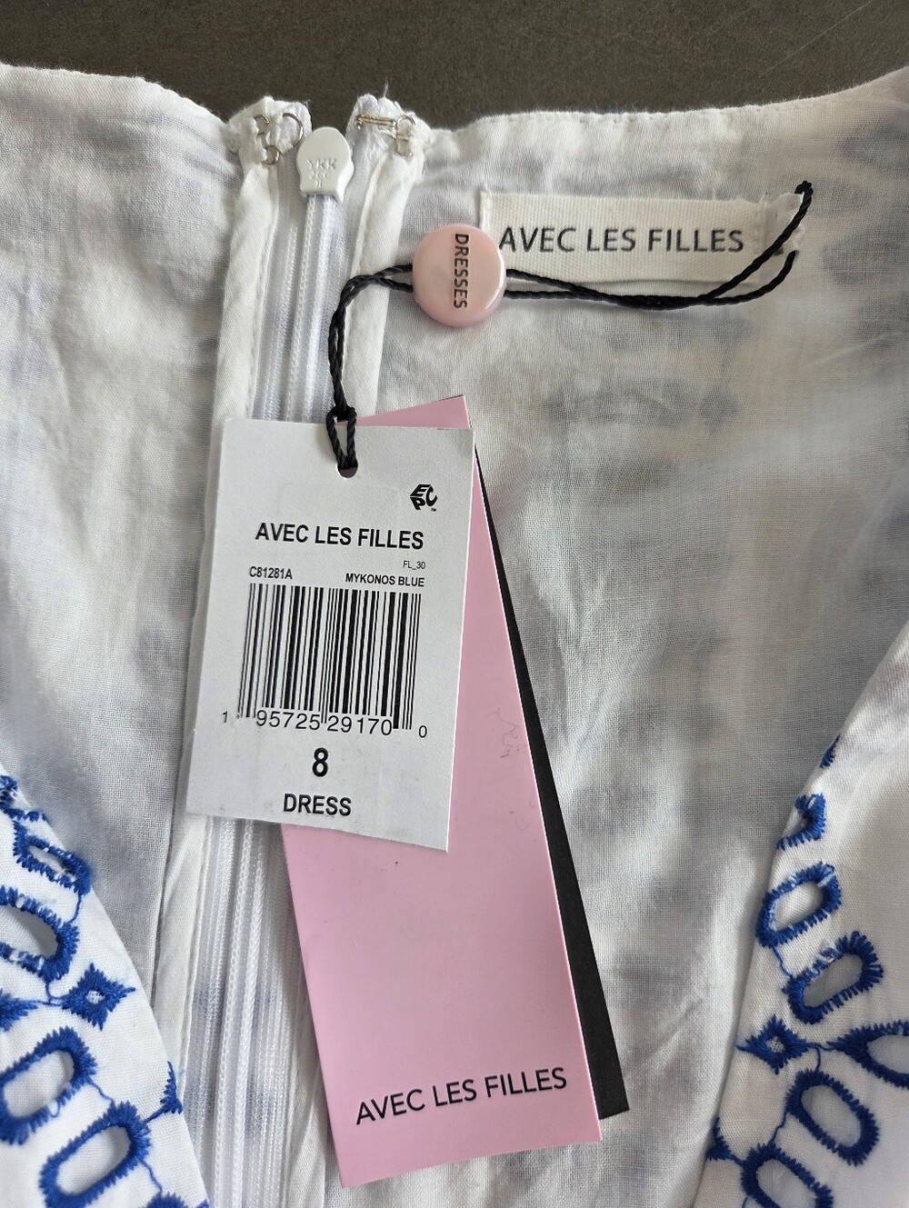 Avec Les Filles Cotton Eyelet Fit & Flare Mini Dress Size 8 NWT - Picture 9 of 13